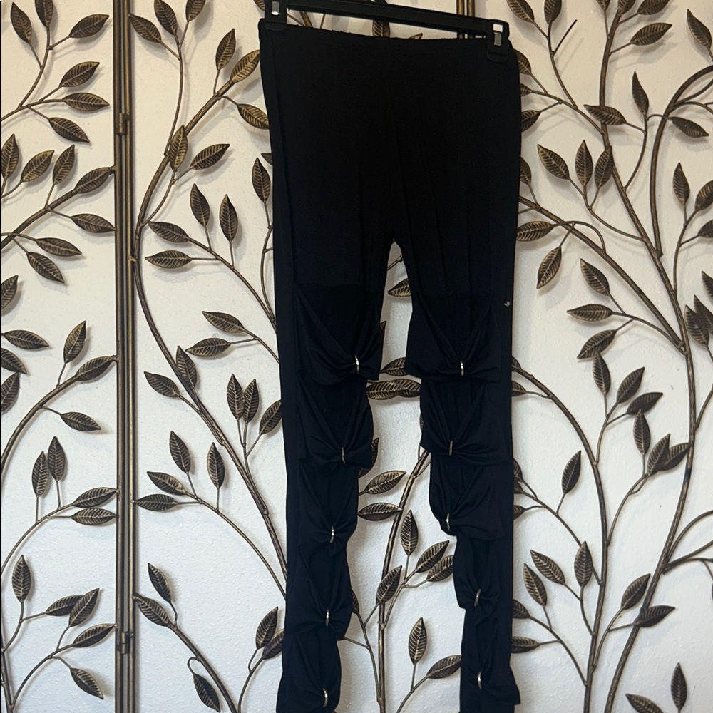 Black Ruched Knot Detail Leggings